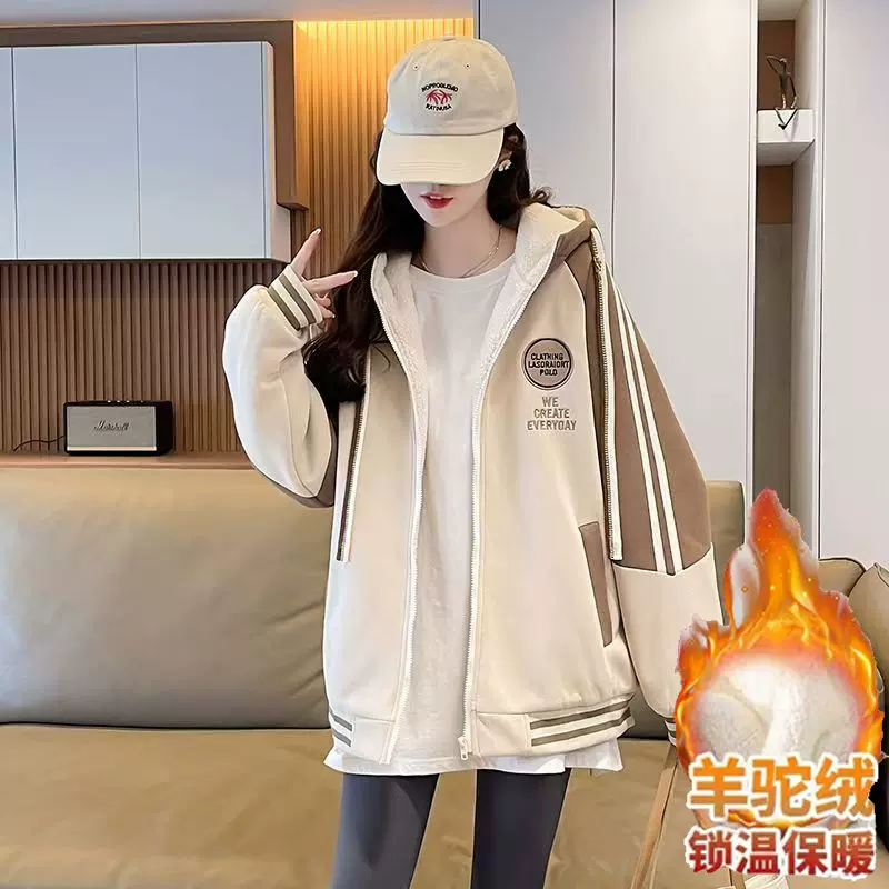新款可代发女童秋冬季加绒外套运动2025新款网红儿童棒球服女孩连