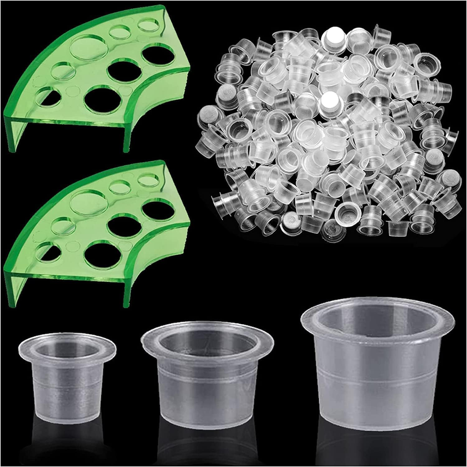 Tattoo ink cup fan rack 300 cups small medium and large tattoo ink tattoo color cup tattoo accessories cross border