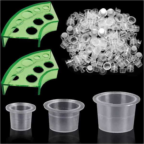 Tattoo ink cup fan rack 300 cups small medium and large tattoo ink tattoo color cup tattoo accessories cross border