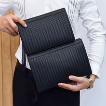 跨境简约男士手拿包编织休闲商务大容量手拿包手提包文件手拎包