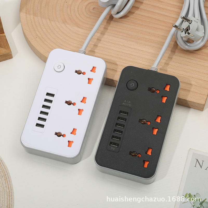 6USB 3A数码充电沙特插排带安全门阿联酋接线板美标欧标英标