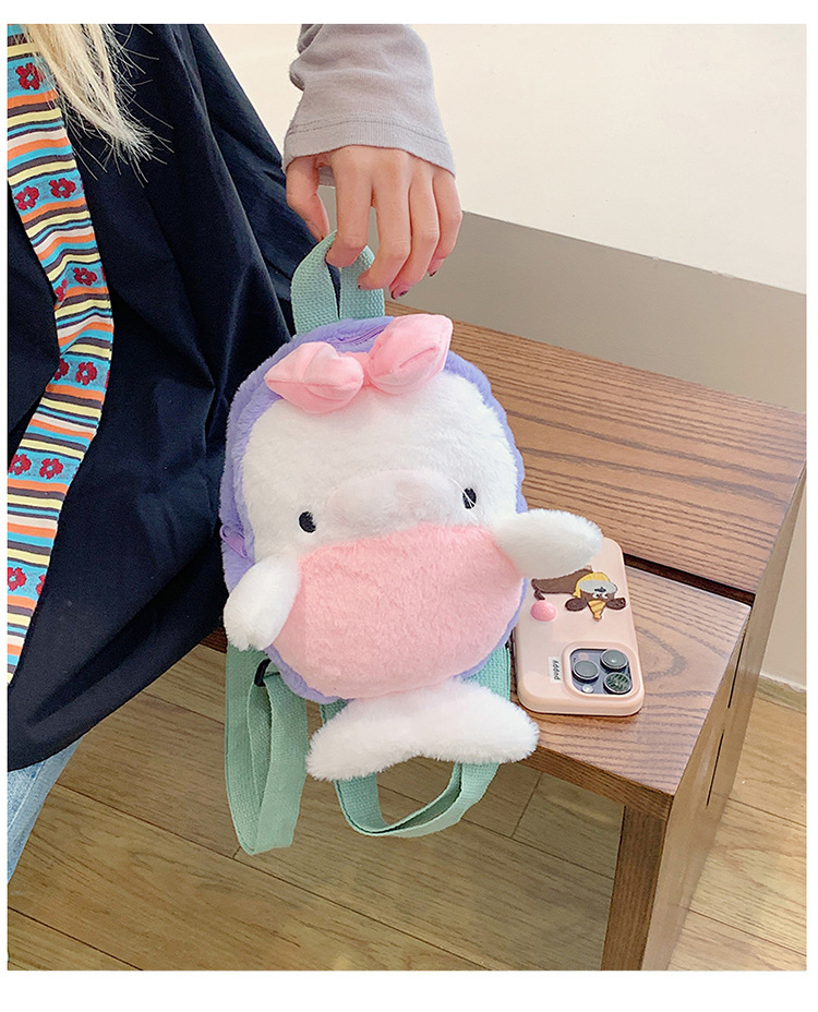 Cartoon plush toy backpack, new autumn and winter style, cute and girlish girl backpack, fashionable storage small backpack wholesale full figure