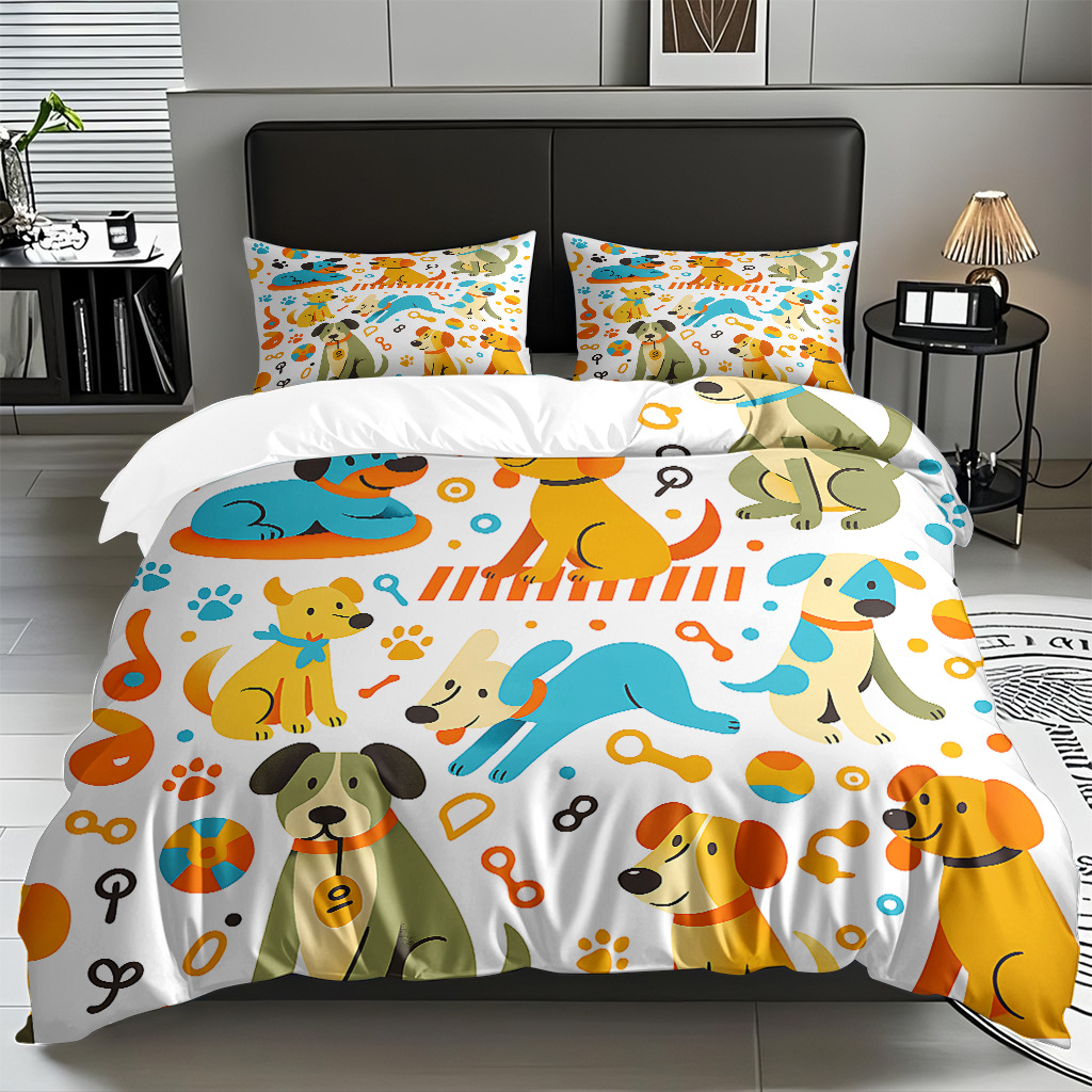 Fábrica directa para textiles caseros moles lindos cachorros impresión digital colcha colcha TEMU / JIT