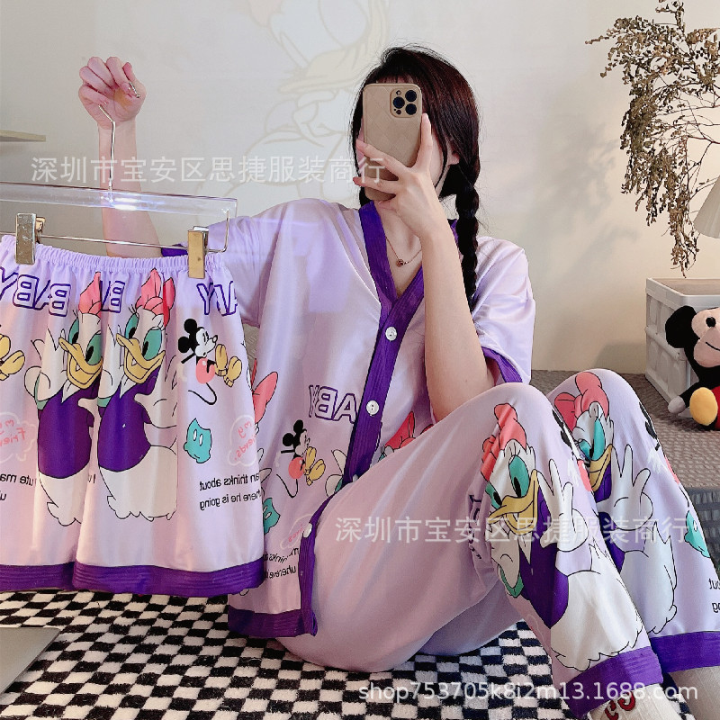 外贸和服2025睡衣三件套卡通牌厂家直销pajamas薄款清新