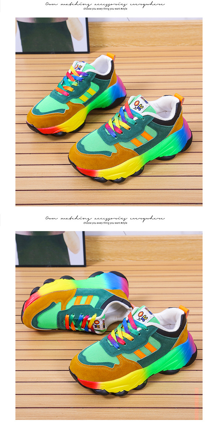 Außenhandel Große Größe Casual Einzelne Schuhe Regenbogen Unten Mode Spitze Fly Weben Atmungsaktive Casual Sport Spot Einzelne Schuhe Frauen_voghion.com