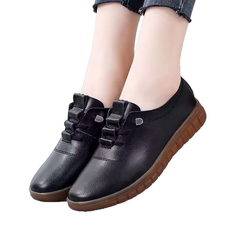 2026 verano nuevos zapatos de cuero suave con suela plana zapatos casuales un pie de zapatos de madre