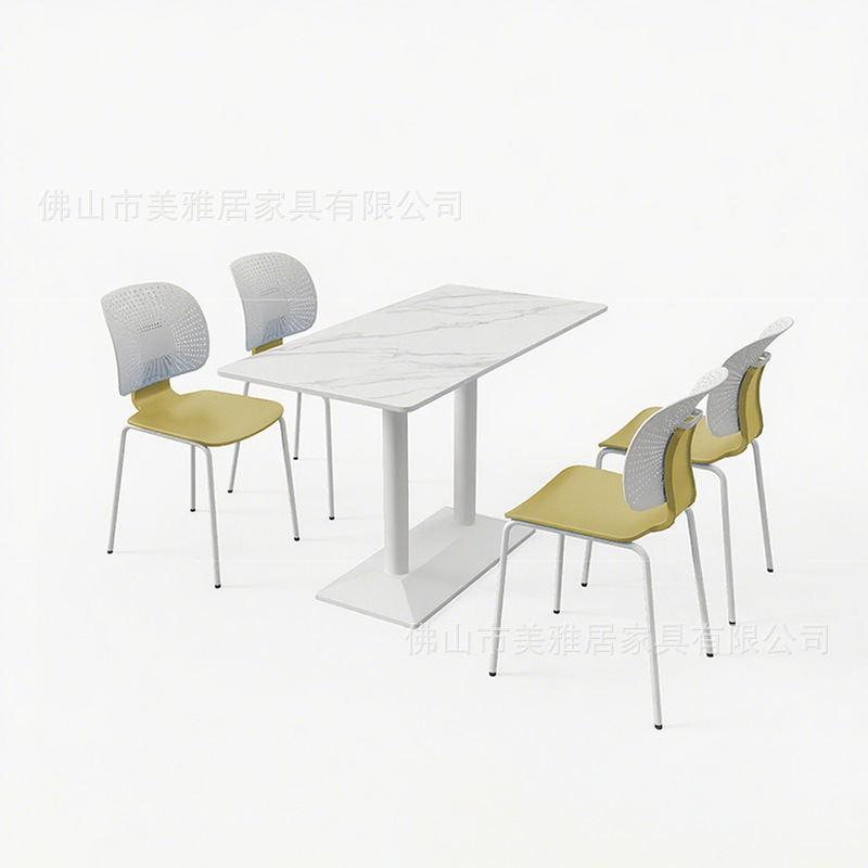 Mesa y silla de comedor de estudiantes de escuela Compañía comercial Comedor de personal de fábrica Comedor de postre Tienda de té de leche combinación de mesa y silla de comedor de tabla de roca