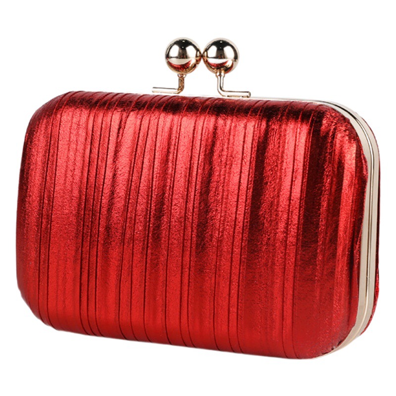 Moda europea y americana plisada noche bolsa de vestido brillante metálico bolsa transfronteriza bolso de las mujeres de todo partido bolso de noche de una sola pieza entrega