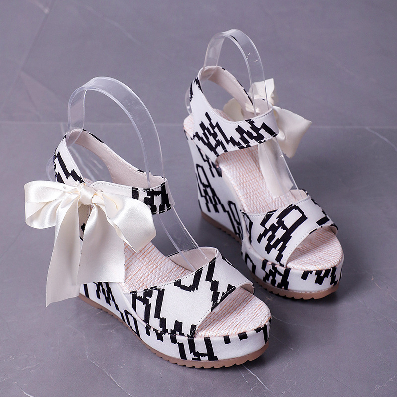 Summer fashionable sandals platform wedge heel with shoelaces with…