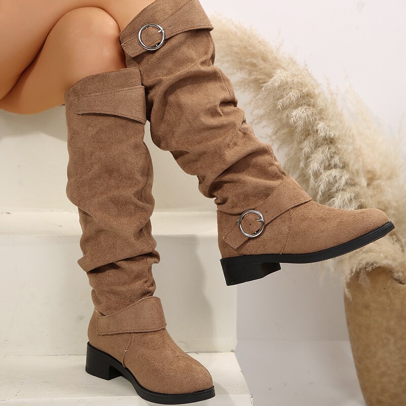 plus size women's boots autumn and winter new low heel martin boots british high suede boots children's knee-high boots knight boots