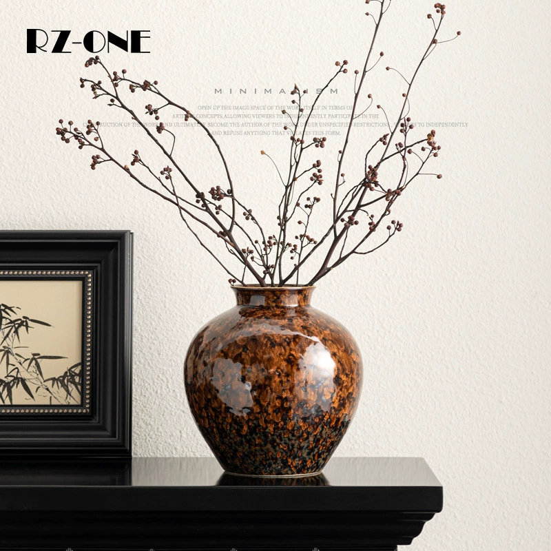 Craftsman Thirteen Новый китайский стиль Высококачественная керамическая глазурованная керамика для дома Декоративная золотая винтажная ручная роспись Антикварная ваза Орнамент.