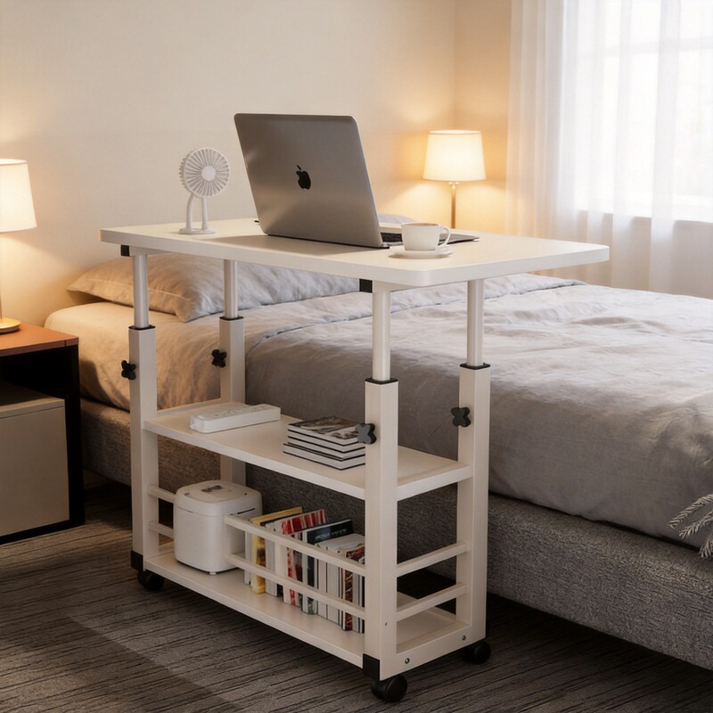 Bedroom mobile adjustable bedside table with storage, bookshelf, computer desk, simple dormitory bed desk, in stock Bedroom mobile adjustable bedside table with storage, bookshelf, computer desk, simple dormitory bed desk, in stock
