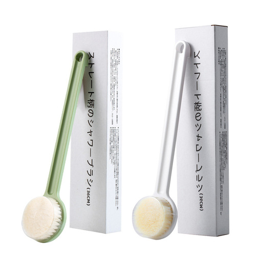 One-piece bath brush, bath brush, bath brush, back rub and body brush, unprinted Japanese style long handle soft bristle brush bathroom supplies