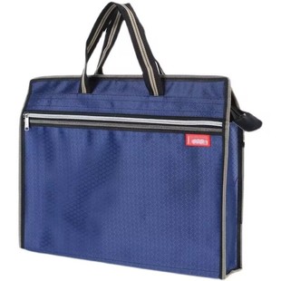 Large Capacity office portable file bag thickened waterproof diamond pattern conference bag double-layer zipper file bag handbag