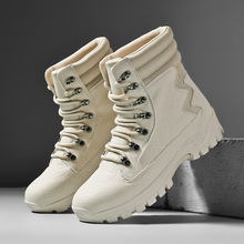 秋冬新款韩版时尚休闲鞋侧拉链防水户外工装靴跨境大码轻便潮男鞋