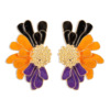 Retro metal earrings, suitable for import, European style, flowered