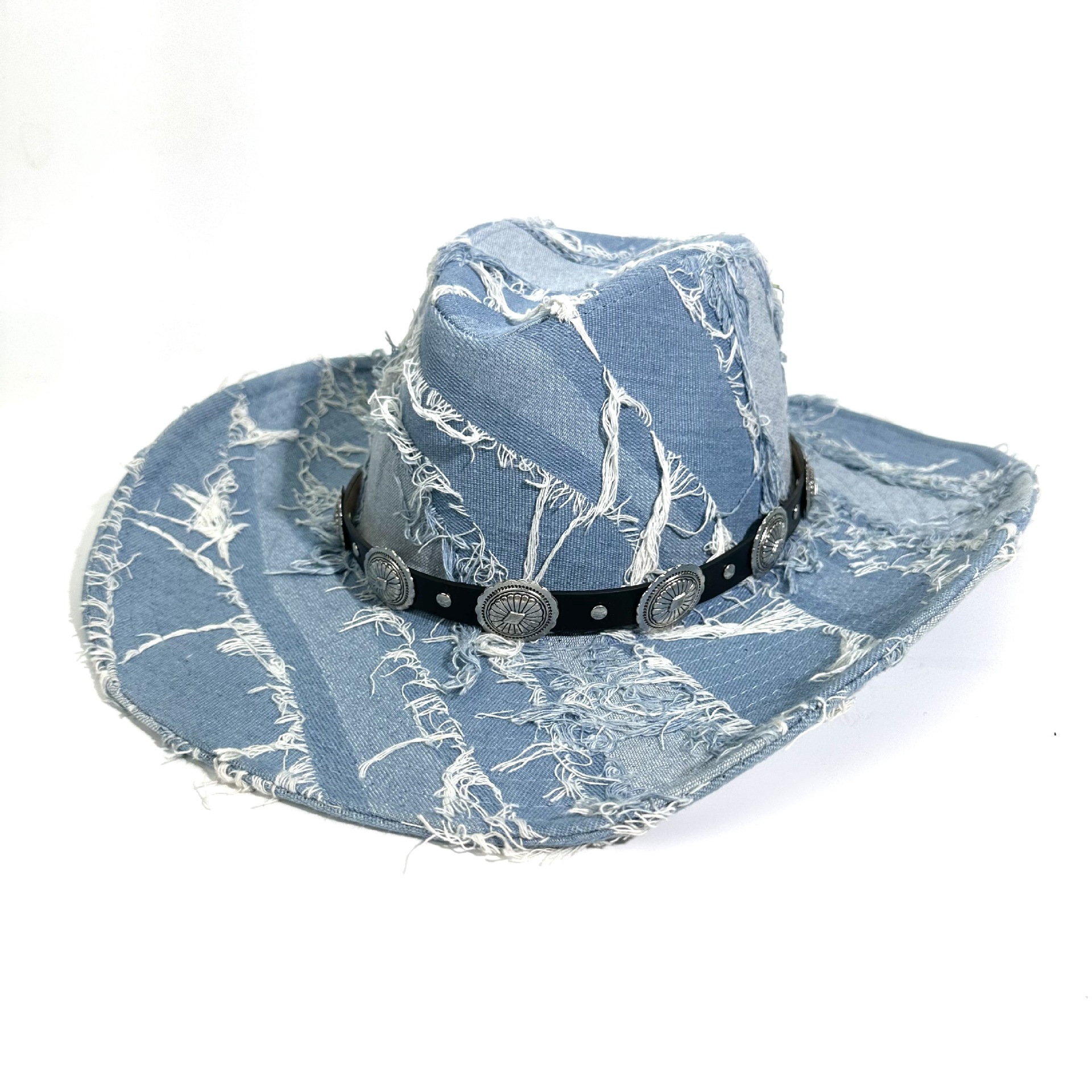 Women's Denim Cowboy Hat Distressed Summer Sun Protection Cap_voghion.com