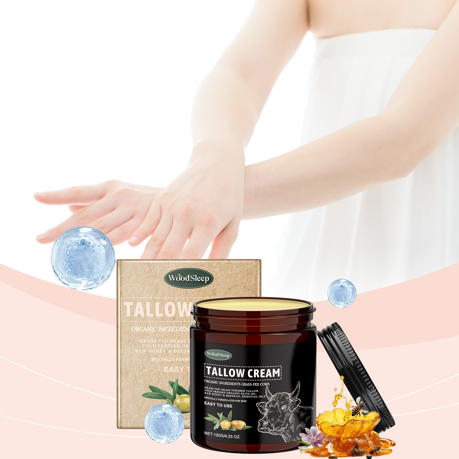 Woodsleep Clean Beef Tallow Cream Acne Skin Care Moisturizing Skin Elasticity Skin Moisturizing Cream