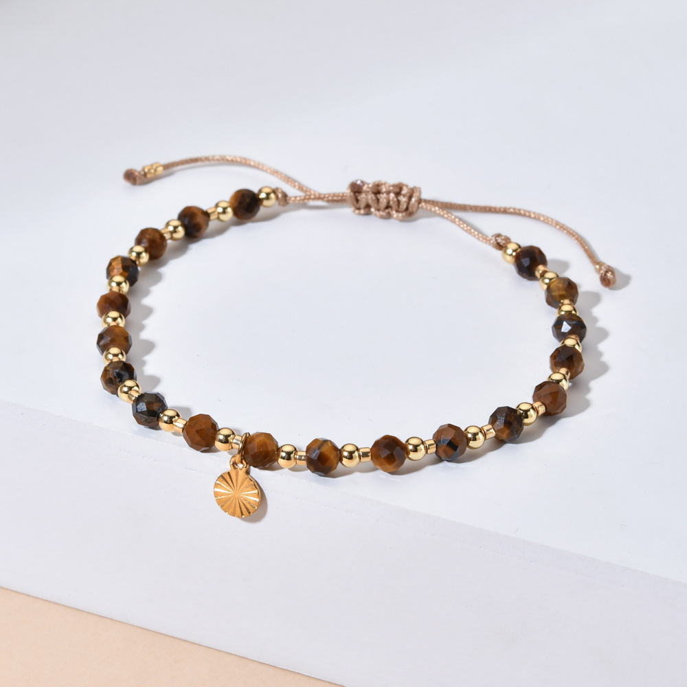 12g Weight 304 Stainless Steel Pendant Material Drawstring Bracelets Classification Vintage Style Classic Style Geometric 304 Stainless Steel Agate Beaded Chain Beaded Bracelets Wholesale