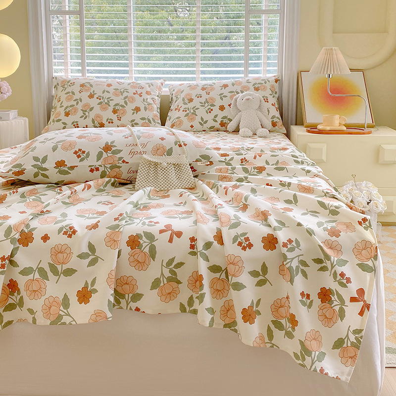 Nueva clase A algodón floral viejo y grueso sábana gruesa de una sola pieza de algodón puro 100 ropa de cama individual de dormitorio de primavera y verano de tres piezas