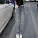 Vintage Old Ripped Jeans Women's 2023 Summer New Korean-style Large Size Loose Slimming All-match Wide-leg Trousers