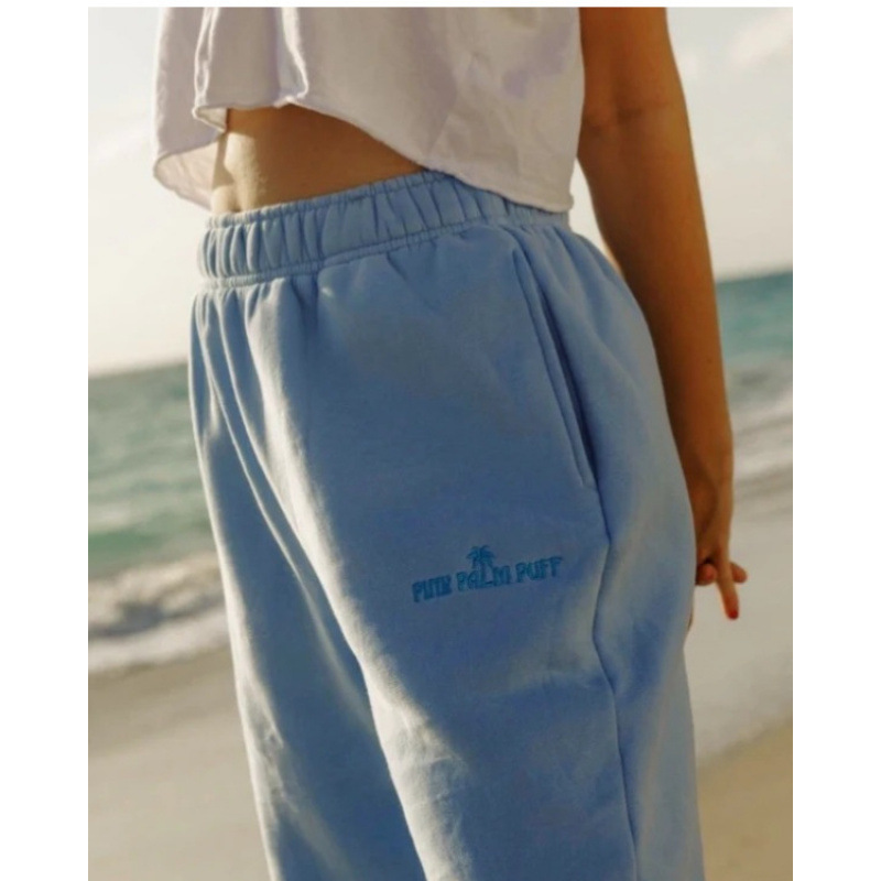 라이트 블루 스웨트팬츠 자수