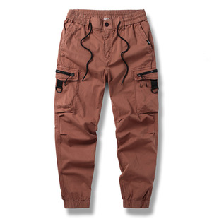 2024 spring and autumn new men's Joker slim toe overalls casual multi-pocket pants a generation of hair