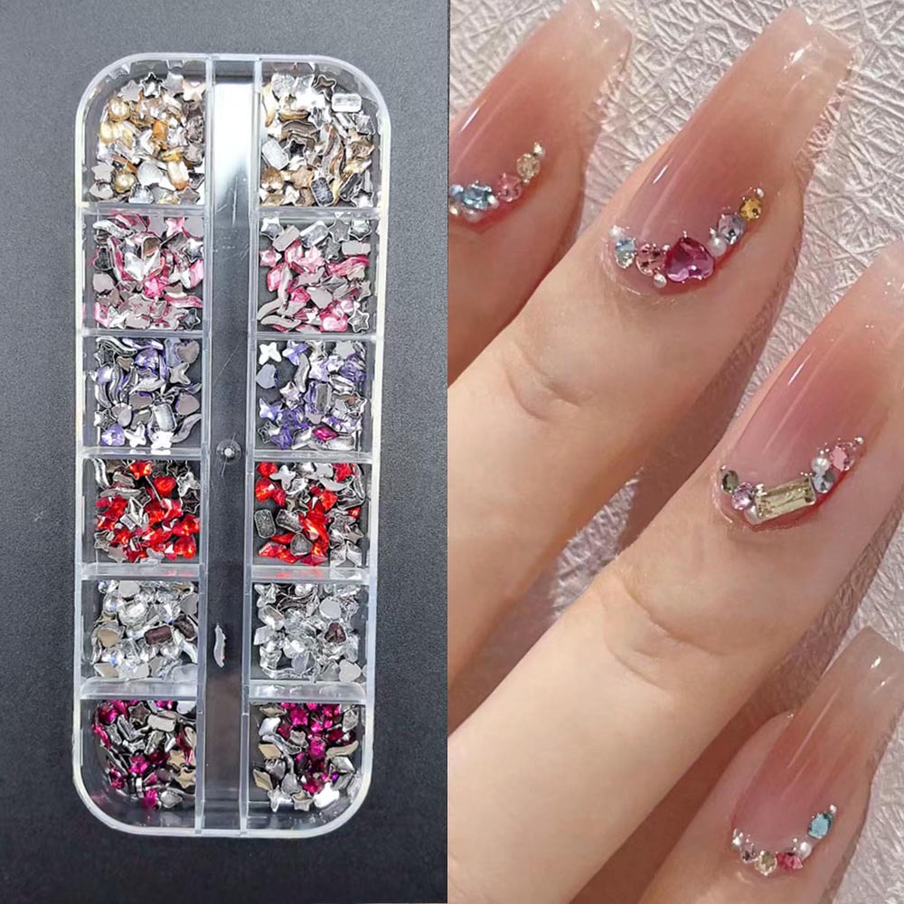 Accesorios para uñas Mini diamantes para uñas Diamantes planos de forma especial Blanco rosa champán Accesorios para uñas súper brillantes