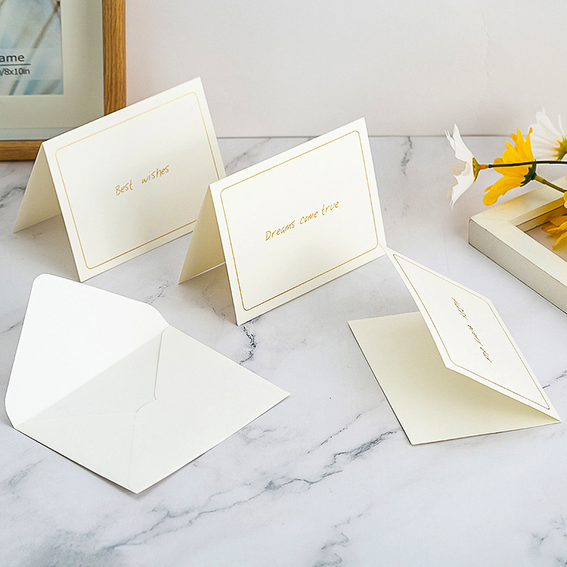 Simple bronzing creative gratitude birthday wishes thank you graduation message small card greeting card with envelope and can be customized