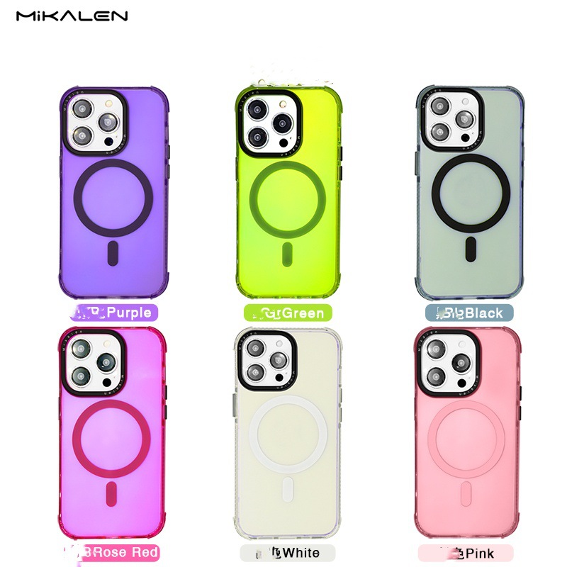 Apio magnético esmerilado de color caramelo simple para iPhone16ProMax Premium Sense 15 Funda para teléfono móvil 13 Apple 14 Mujer