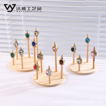 现货跨境实木圆形戒指收纳展示托盘珠宝首饰饰品首饰摆摊陈列道具