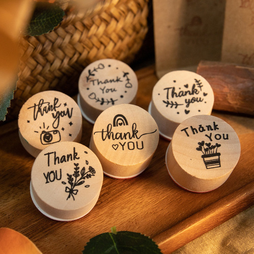 Retro Thank You Thank You Seal Flower Plant Round Seal DIY Creative Handbook Decorative Stamp 6 Types/Set