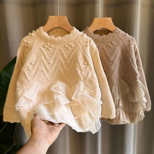 Knitted Hooded Sweater for Girls, Children's Knitwear, Toddler Autumn/Winter Stylish Baby Girl Thick Wool Sweater, Children's Fashion Apparel