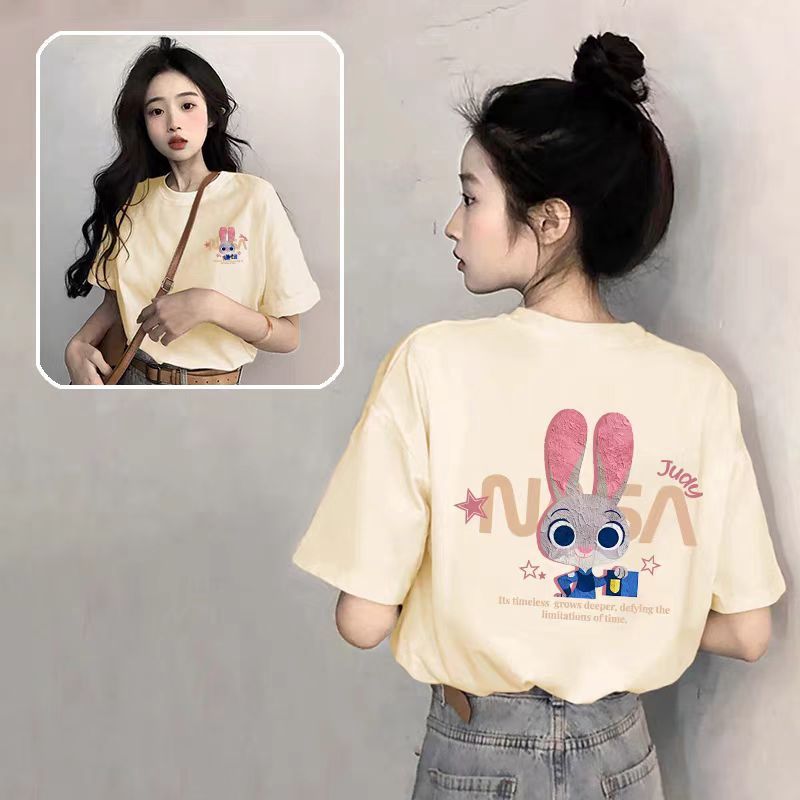 ピュアコットン半袖Tシャツレディースホワイト2025新しいホットスタイル夏デザインニッチTシャツファッショナブルで多用途なトップ|undefined