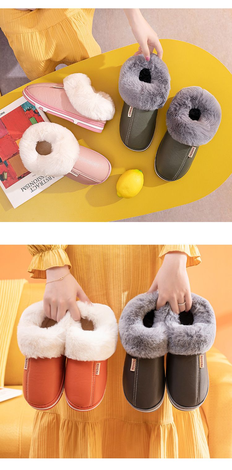 Papuci noi din bumbac PU, pachet complet, cu talpă groasă antiderapantă pentru bărbați și femei, pentru uz casnic, pentru interior_voghion.com