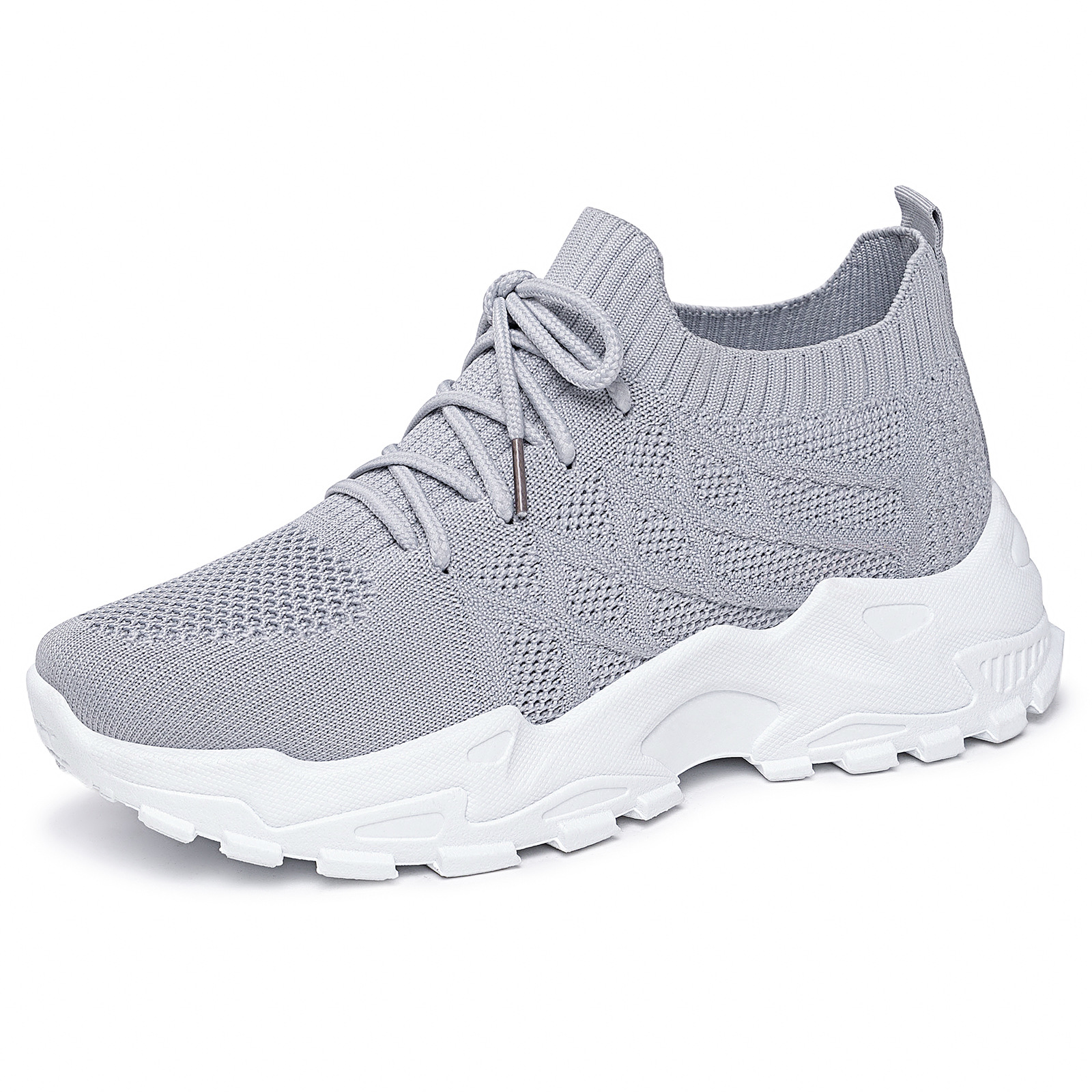 Zapatos de mujer zapatos de primavera de tamaño grande zapatos casuales de tela de vuelo con suela suave aumentando la altura de los zapatos de papá zapatos de deporte transpirables no olor zapatos individuales