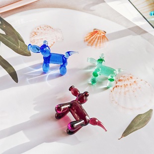 Handmade colored glaze ball dog glass car decorations cute ins wind network red foreign trade hot cartoon ornaments