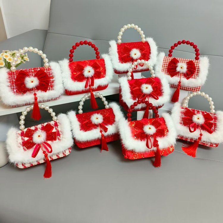 2024 niños Año Nuevo bolso de Año Nuevo niñas bolso de Año Nuevo rojo princesa Aisha bolso de mano de horno oblicuo mochila de niñas