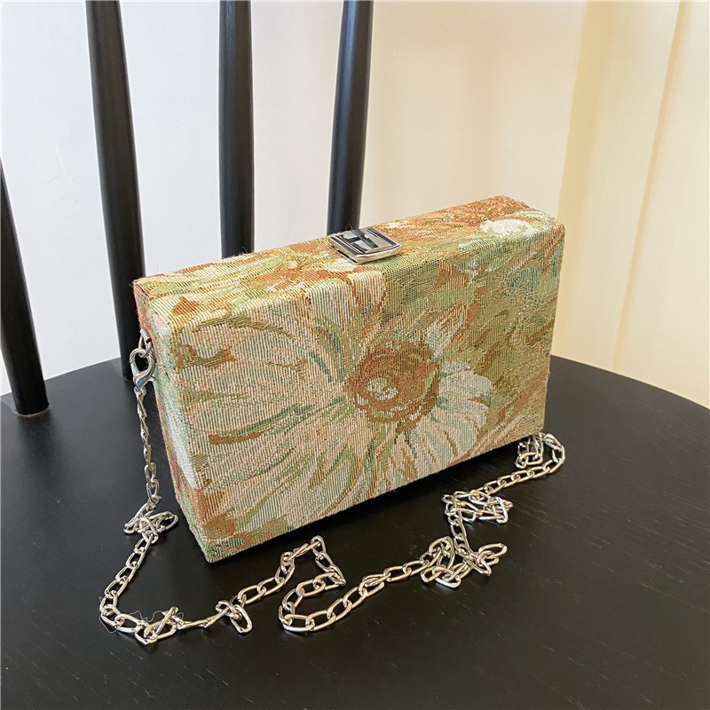 Women's Small Canvas Flower Streetwear Lock Clasp Crossbody Bag display picture 6