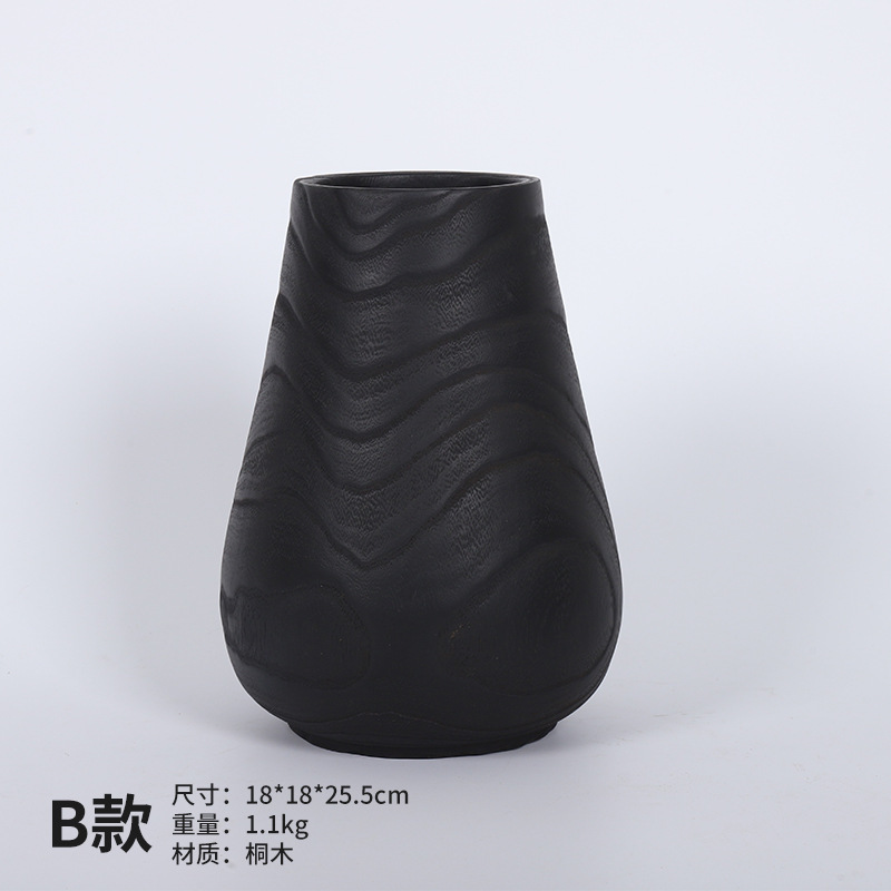 わびさび新中国風無垢材花瓶装飾装飾品 B&B リビングルーム玄関ログフラワーディッシュフルーツプレートデスクトップ装飾|undefined