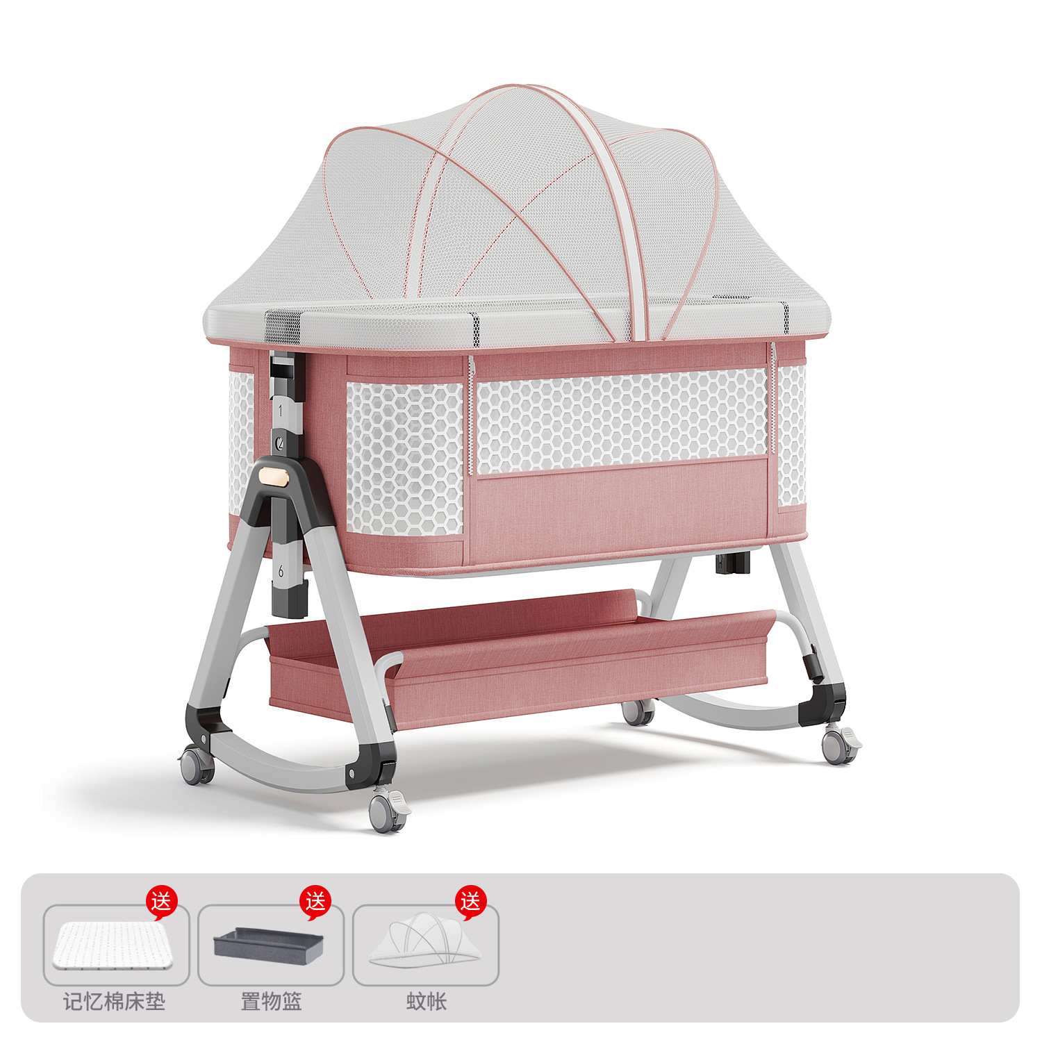 Cama para bebés, campana móvil, cuna, cama plegable portátil multifuncional, cama BB para recién nacidos, cama de empalme grande