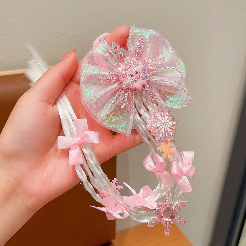 Hielo y nieve niños peluca trenzada princesa Aisha trenzada hielo y nieve chica curiosa anillo de cabello chica linda trenzada