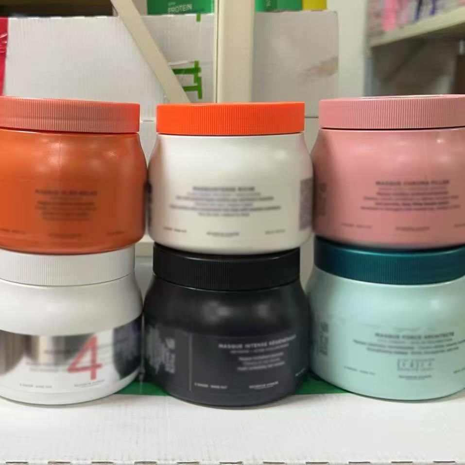 Máscara para el cabello de caviar de diamante negro KJIA 500ml, reparación resistente y nutrimiento Aoli suave para salón de peyería y teñido