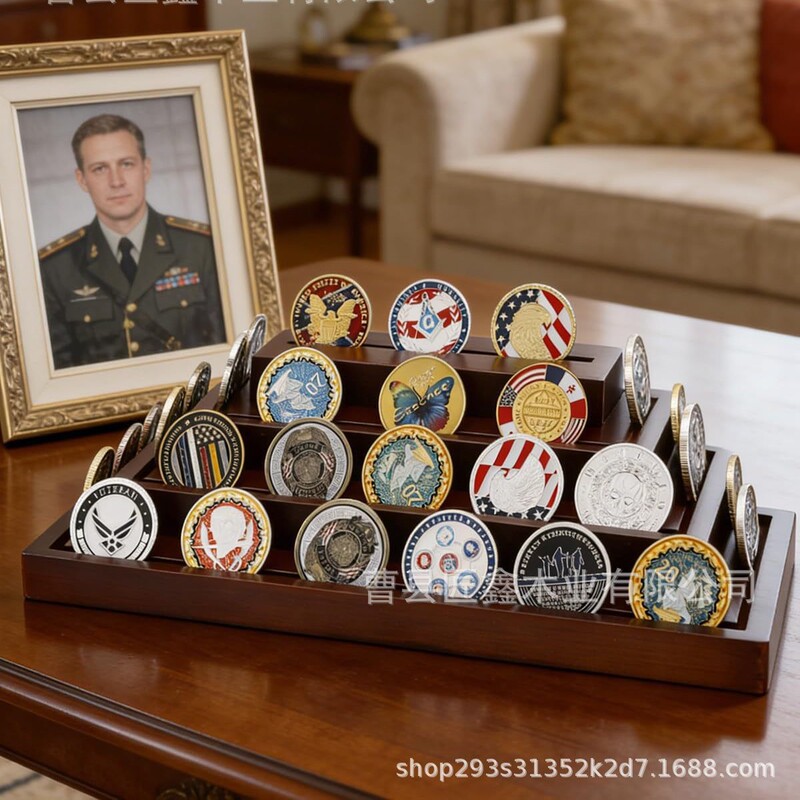 Cross-Border Wooden Medal Storage Rack, Multi-Layer Game Challenge Coin Collection Rack, Silver Coin Commemorative Coin Display Rack, Medal Rack