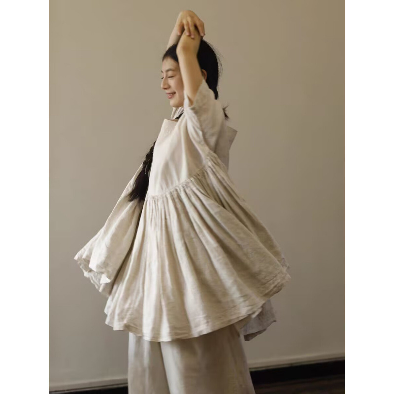 Large Version of Ultra-Wide and Elegant Pleated Top 2025 Summer New Korean Style Fashionable Loose Fat mm Large Hem Shirt