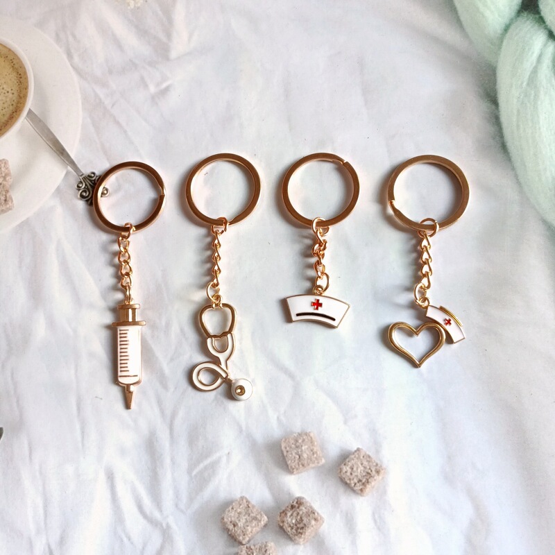 Rescue Personnel Accessories Nurse Doctor Mask Keychain Syringe Stethoscope Zinc Alloy Keyring Rescue Personnel Accessories Nurse Doctor Mask Keychain Syringe Stethoscope Zinc Alloy Keyring