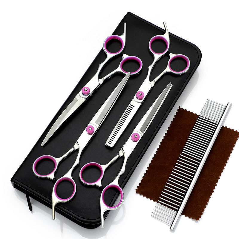 Tijeras para mascotas, tijeras de corte de pelo para perros, tijeras de dientes delgadas profesionales, tijeras de corte de pelo, tijeras de pelaje, juego de herramientas de limpieza