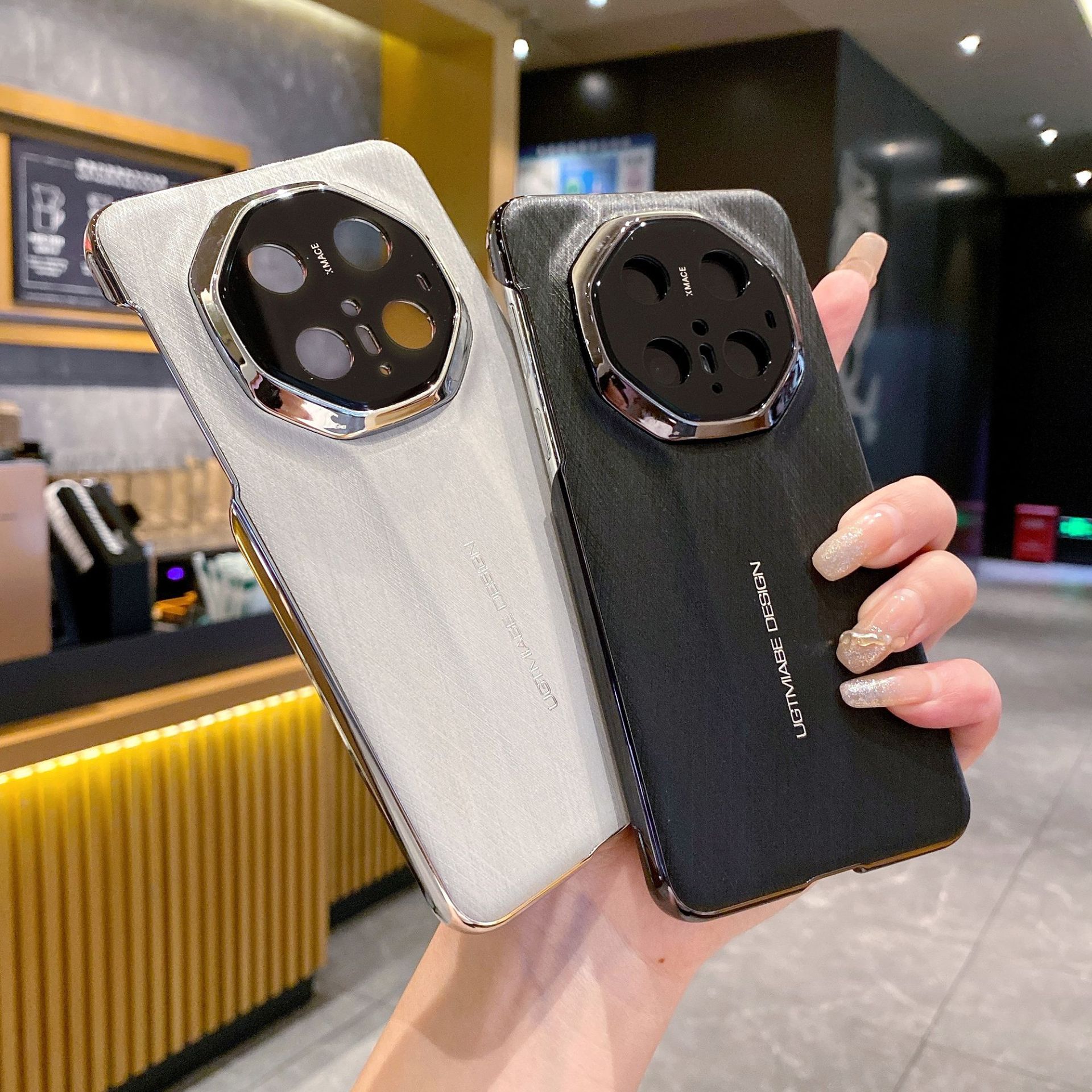 Electroplated Leather Compatible With Huawei Mate70Pro+ Gold Thread Silver Brocade Pattern Phone Case Mate70RS_voghion.com