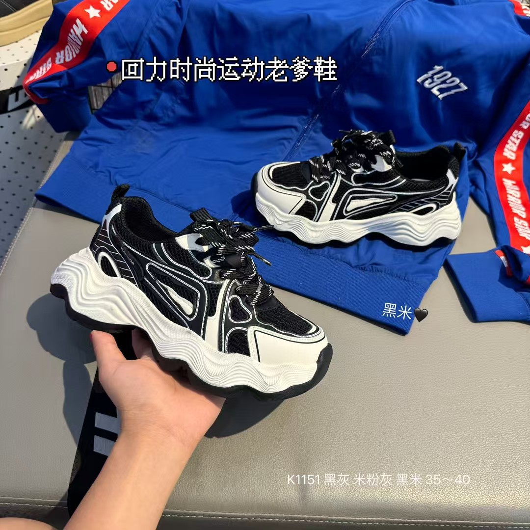 回力潮鞋 时尚厚底圆头老爹鞋 网面透气鞋百搭休闲女鞋特价批发