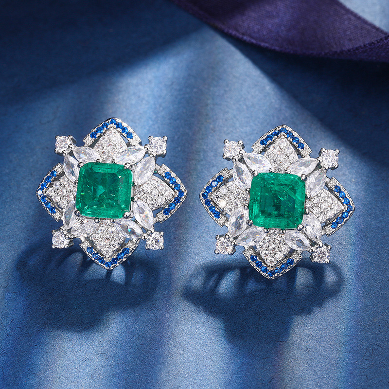 Zhuang sheng joyería cobre inferior chapado en oro joyería traje de simulación de color tesoro avanzado traje retro femenino 10*10-8*8